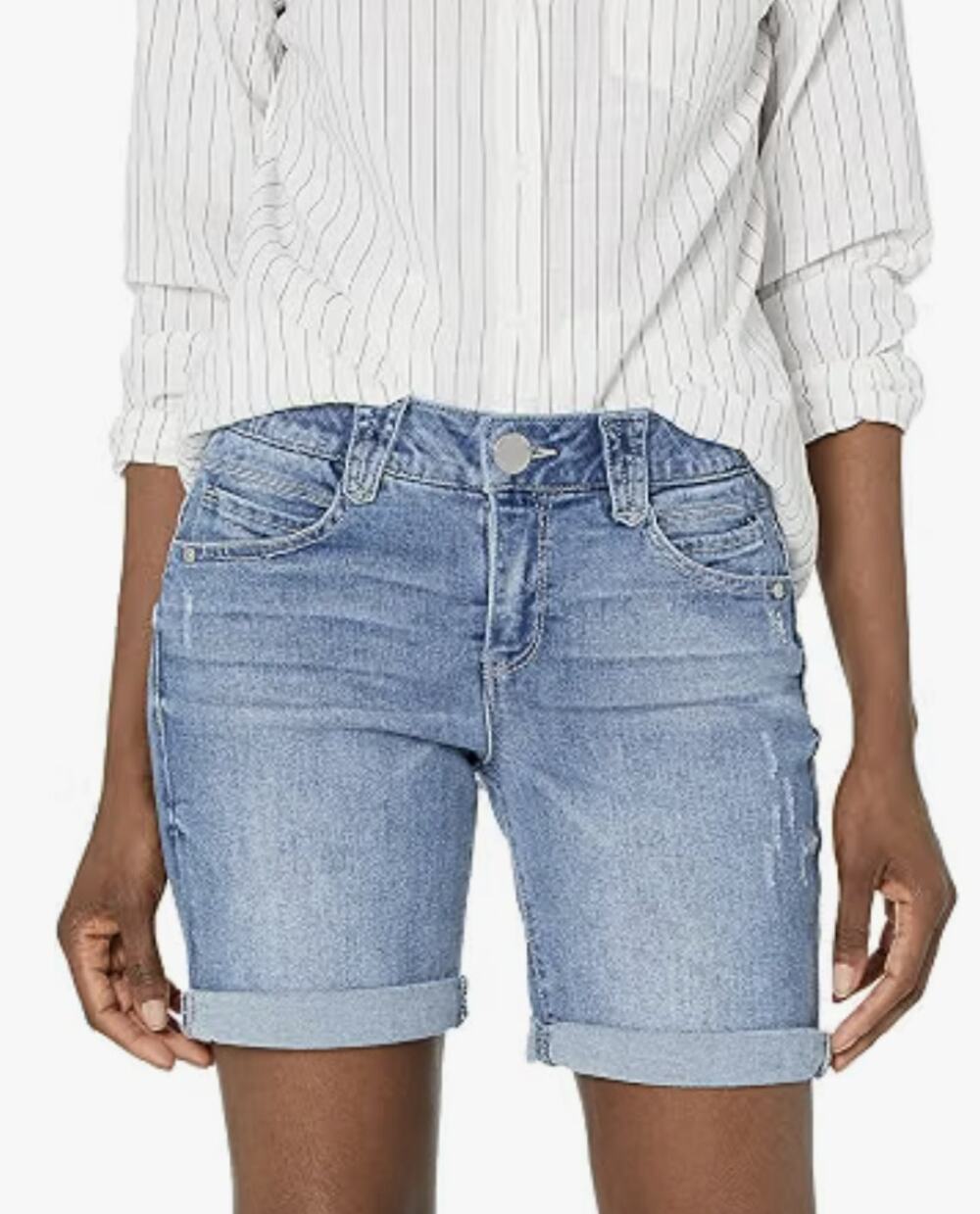 Democracy Women's "Ab"solution Cuffed Denim Blue Short Size 10